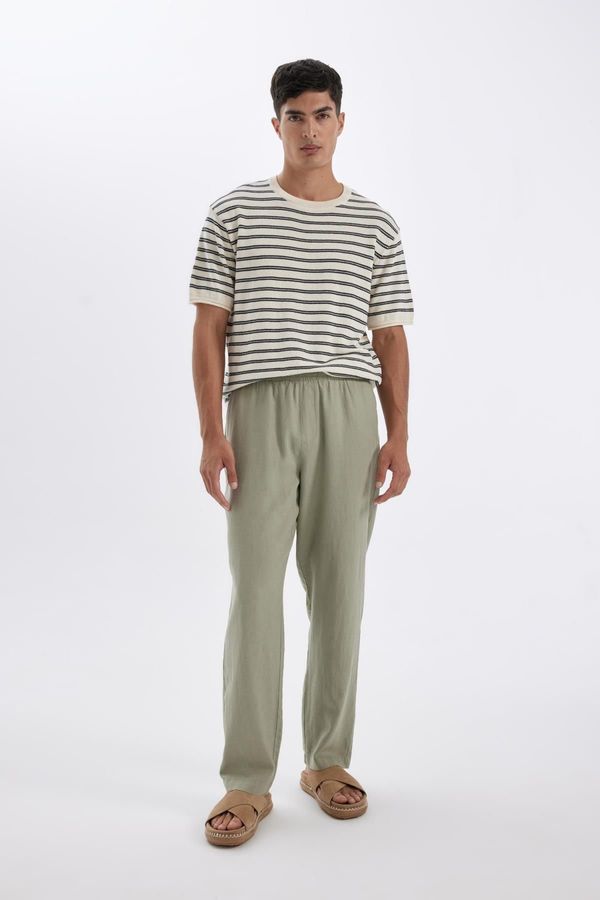 DEFACTO DEFACTO Relax Fit Skinny Leg Linen Blend Trousers