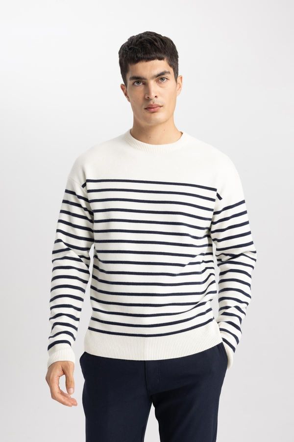 DEFACTO DEFACTO Relax Fit Striped Crew Neck Sweater