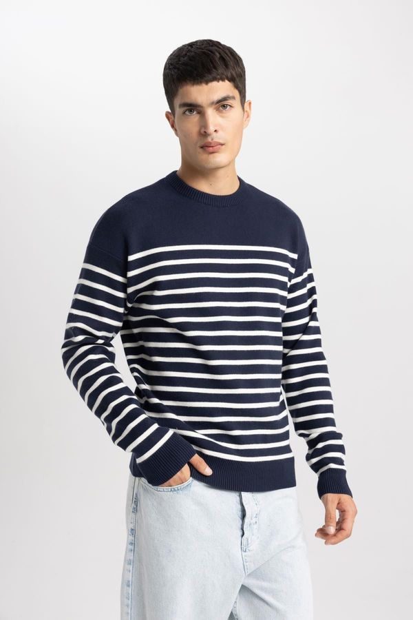 DEFACTO DEFACTO Relax Fit Striped Crew Neck Sweater