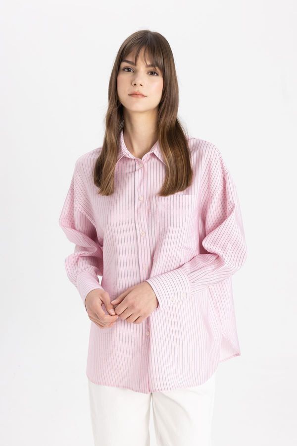 DEFACTO DEFACTO Relax Fit Striped Shirt Collar Long Sleeve Tunic