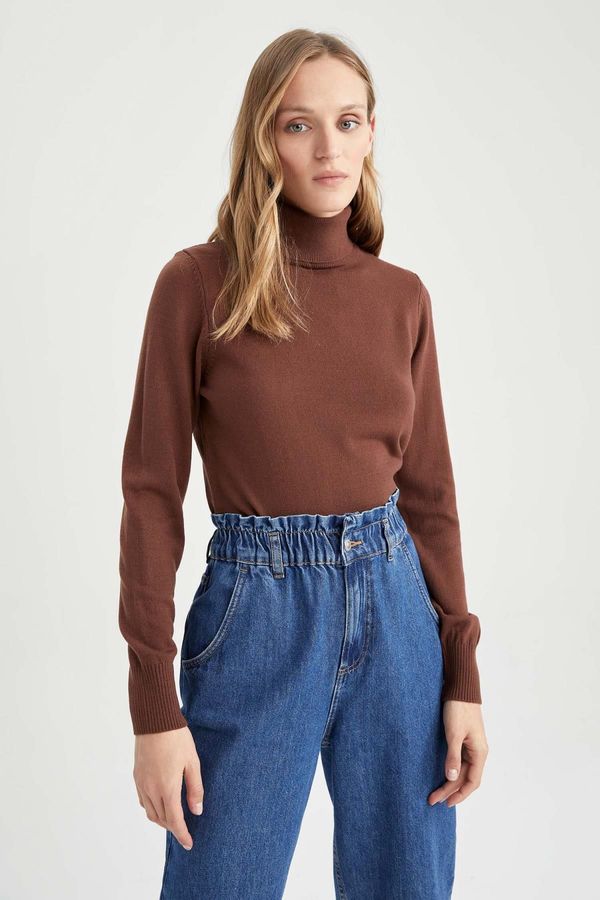 DEFACTO DEFACTO Relax Fit Turtleneck Cashmere Textured Extra Soft Basic Sweater