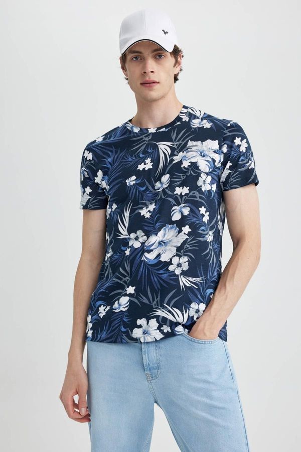 DEFACTO DEFACTO Slim Fit Crew Neck Patterned Short Sleeve T-Shirt