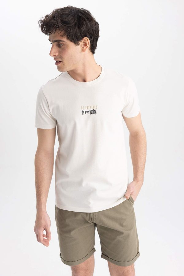 DEFACTO DEFACTO Slim Fit Crew Neck Printed Cotton T-Shirt