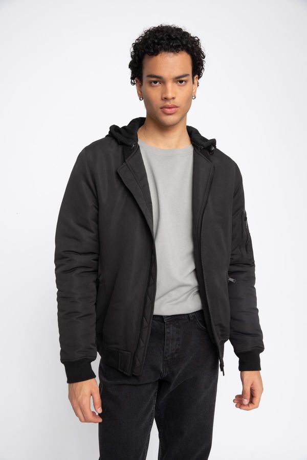 DEFACTO DEFACTO Slim Fit Hooded Bomber Jacket