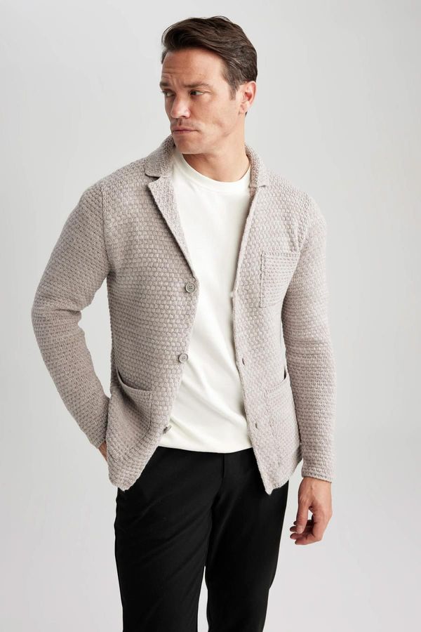 DEFACTO DEFACTO Slim Fit Jacket Collar Cardigan