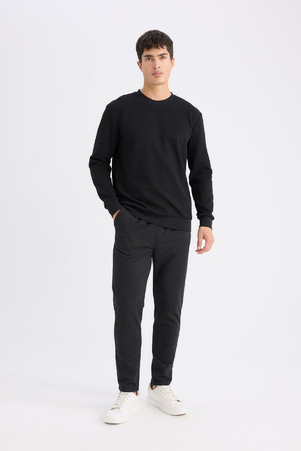 DEFACTO DEFACTO Slim Fit Straight Leg Waist Laced Pocket Pique Sweatpants