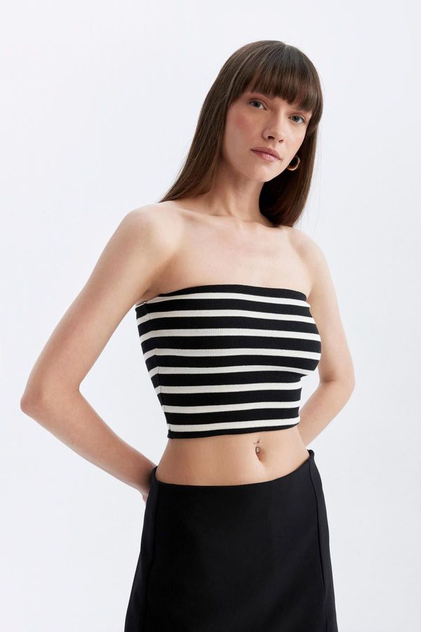 DEFACTO DEFACTO Slim Fit Striped Strapless Corduroy Camisole Blouse