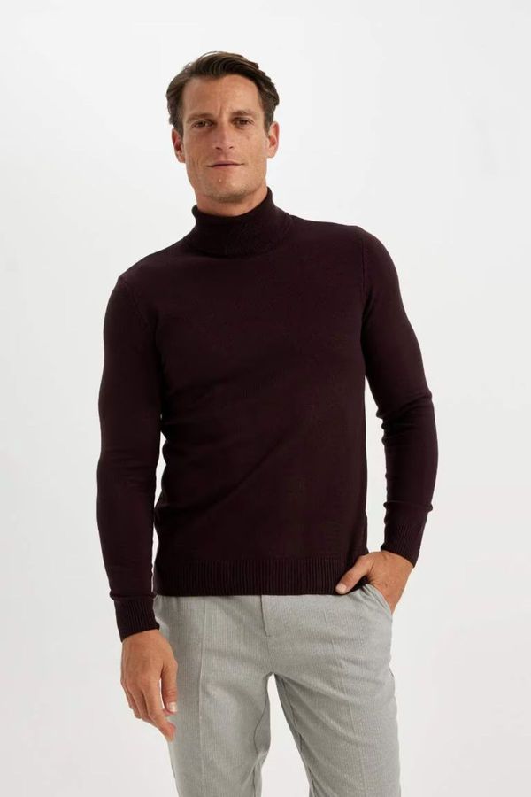 DEFACTO DEFACTO Slim Fit Turtleneck Sweater BORDEAUX