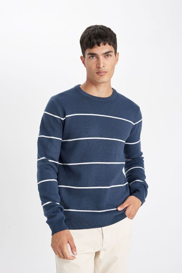 DEFACTO DEFACTO Standard Fit Crew Neck Striped Sweater