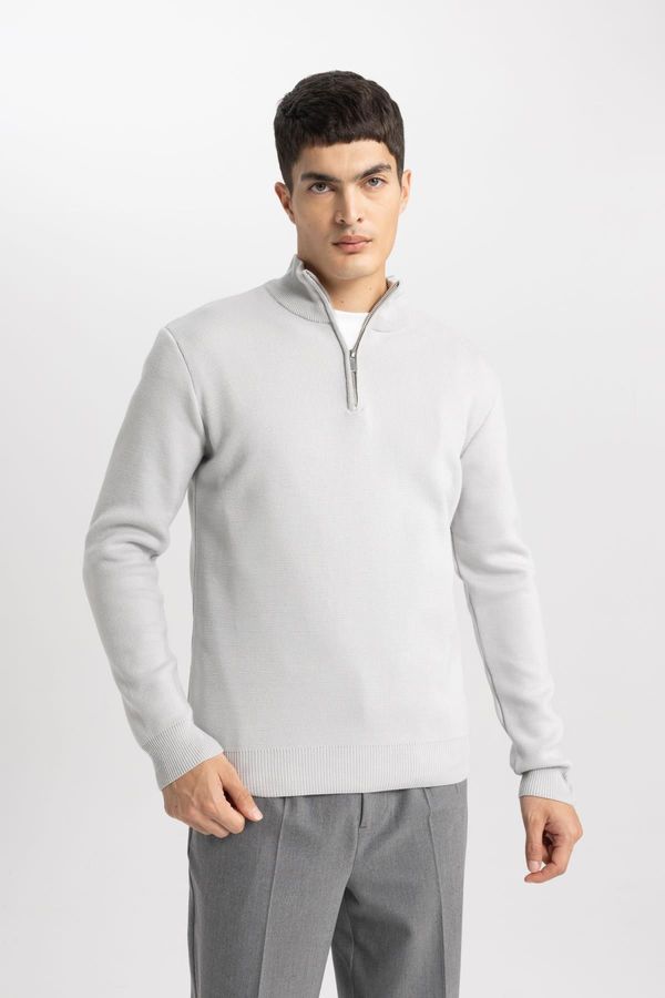 DEFACTO DEFACTO Standard Fit High Neck Zippered Sweater