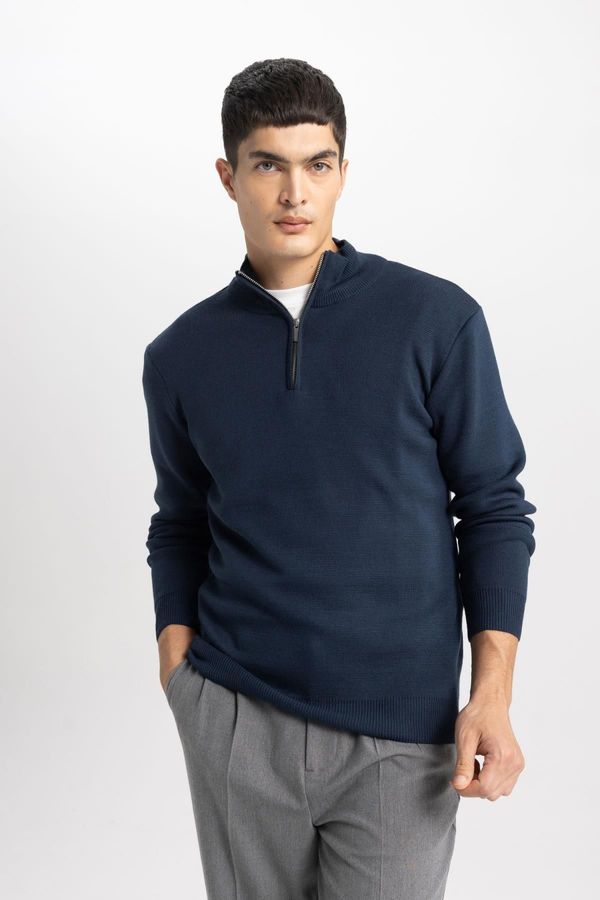 DEFACTO DEFACTO Standard Fit High Neck Zippered Sweater