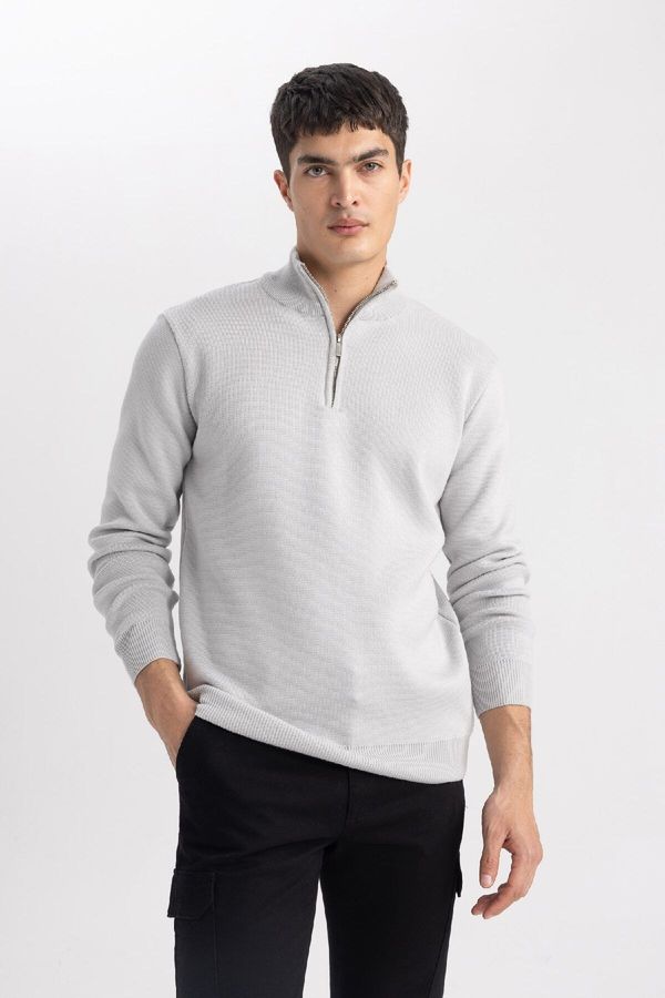 DEFACTO DEFACTO Standard Fit High Neck Zippered Sweater