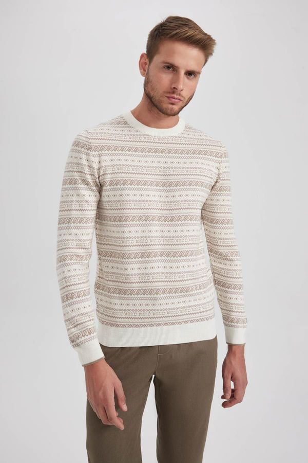 DEFACTO DEFACTO Standard Fit Patterned Crew Neck Sweater