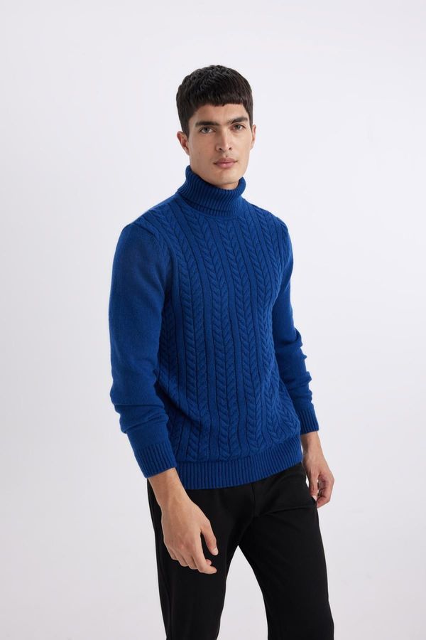 DEFACTO DEFACTO Standard Fit Patterned Turtleneck Sweater