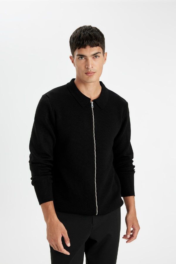 DEFACTO DEFACTO Standard Fit Polo Neck Cardigan