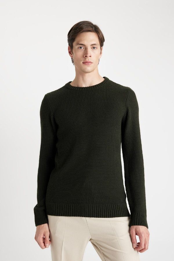 DEFACTO DEFACTO Standard Fit Regular Cut Crew Neck Basic Plain Knitwear Sweater