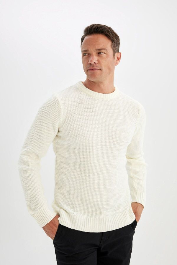 DEFACTO DEFACTO Standard Fit Regular Cut Crew Neck Basic Plain Knitwear Sweater