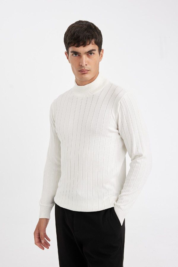 DEFACTO DEFACTO Standard Fit Regular Cut Half Turtleneck Jacquard Knit Sweater