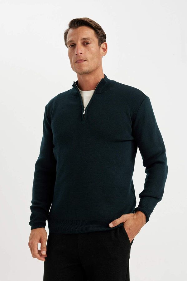 DEFACTO DEFACTO Standard Fit Stand Collar Zipper Sweater