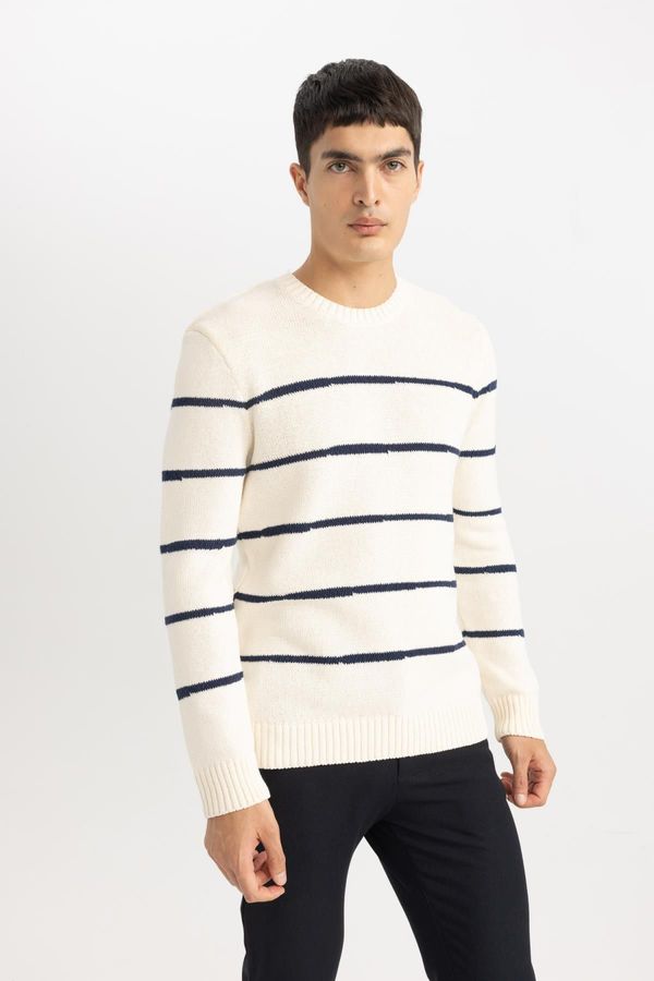 DEFACTO DEFACTO Standard Fit Striped Crew Neck Sweater