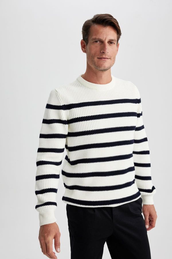 DEFACTO DEFACTO Standard Fit Striped Crew Neck Sweater