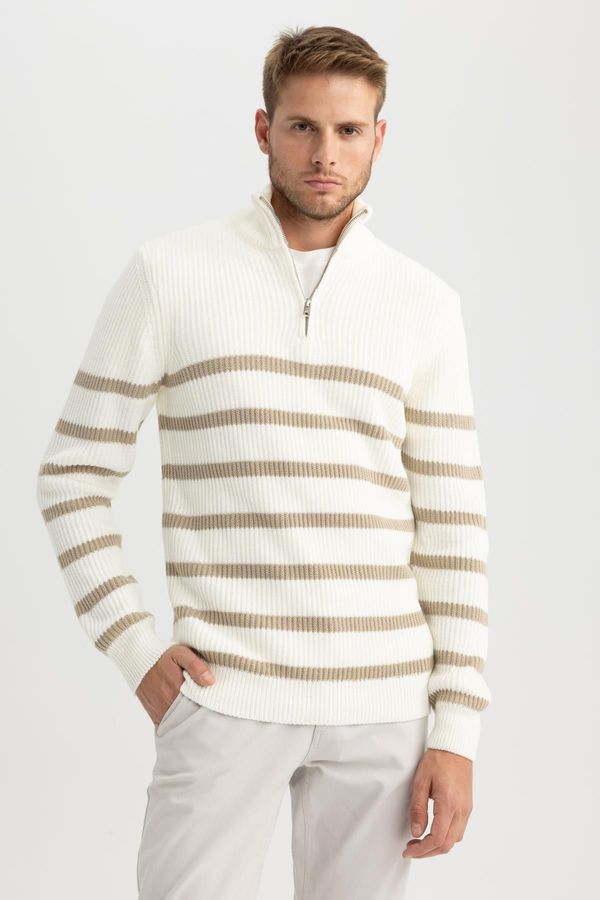 DEFACTO DEFACTO Standard Fit Striped Turtleneck Sweater