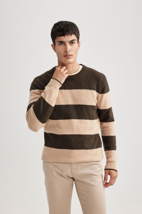 DEFACTO DEFACTO Standard Fit Striped Turtleneck Sweater