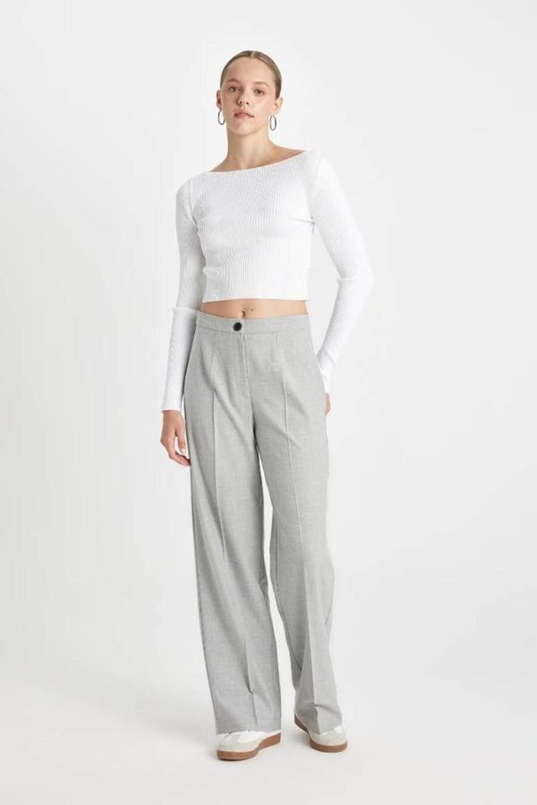 DEFACTO DEFACTO Standard Length Pants Wide Leg Wide Leg Basic Plain High Waist