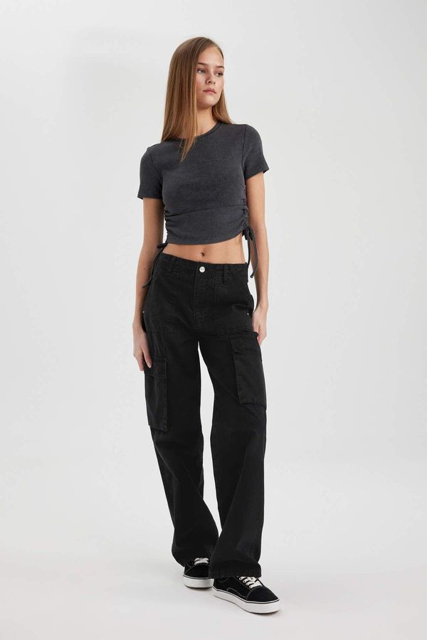 DEFACTO DEFACTO Straight Fit Cargo Pocket Standard Gabardine Trousers