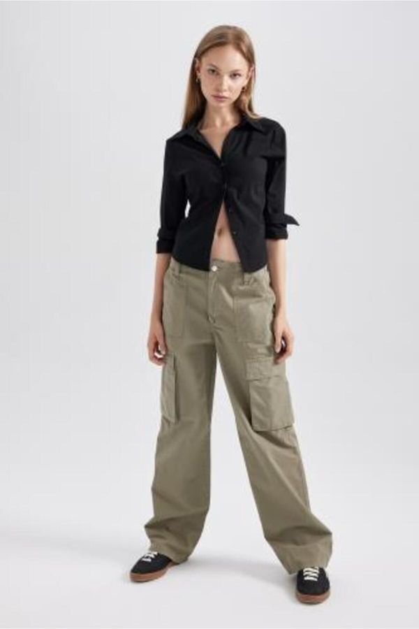 DEFACTO DEFACTO Straight Fit Cargo Pocket Standard Gabardine Trousers