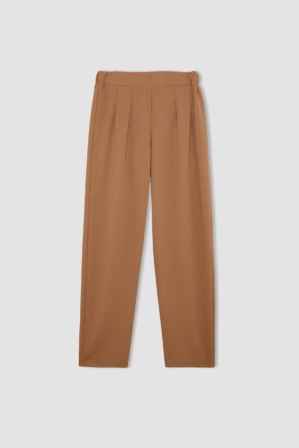 DEFACTO DEFACTO Straight Fit Elastic Waist Pleated Basic Plain Trousers