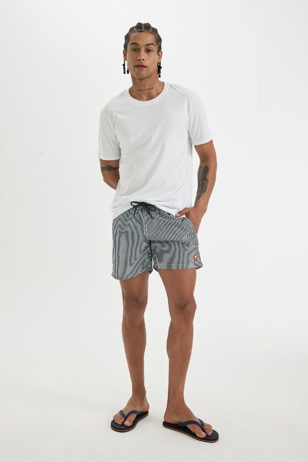 DEFACTO DEFACTO Striped Mesh Lined Short Length Swim Shorts