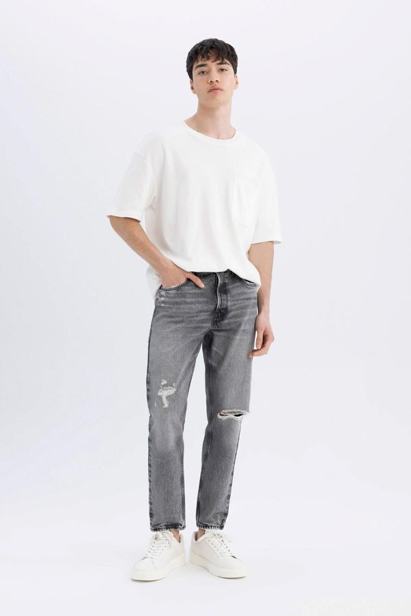 DEFACTO DEFACTO The 90's Slim Fit Slim Fit High Waist Narrow Leg Ripped Detailed Jean Trousers