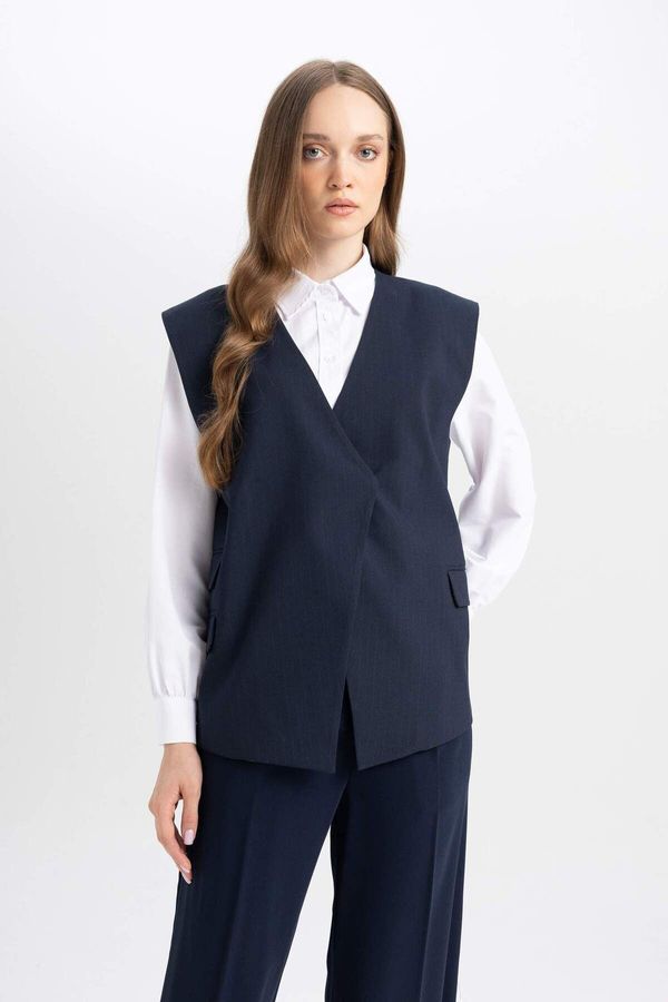 DEFACTO DEFACTO V-Neck Button Closure Pocket Flap Blazer Vest