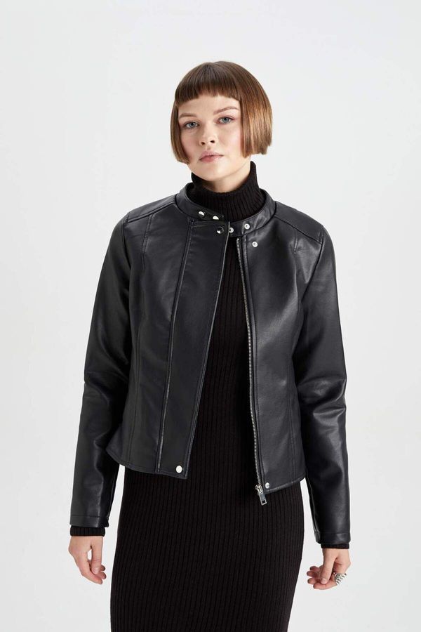 DEFACTO DEFACTO Water Repellent Faux Leather Biker Jacket