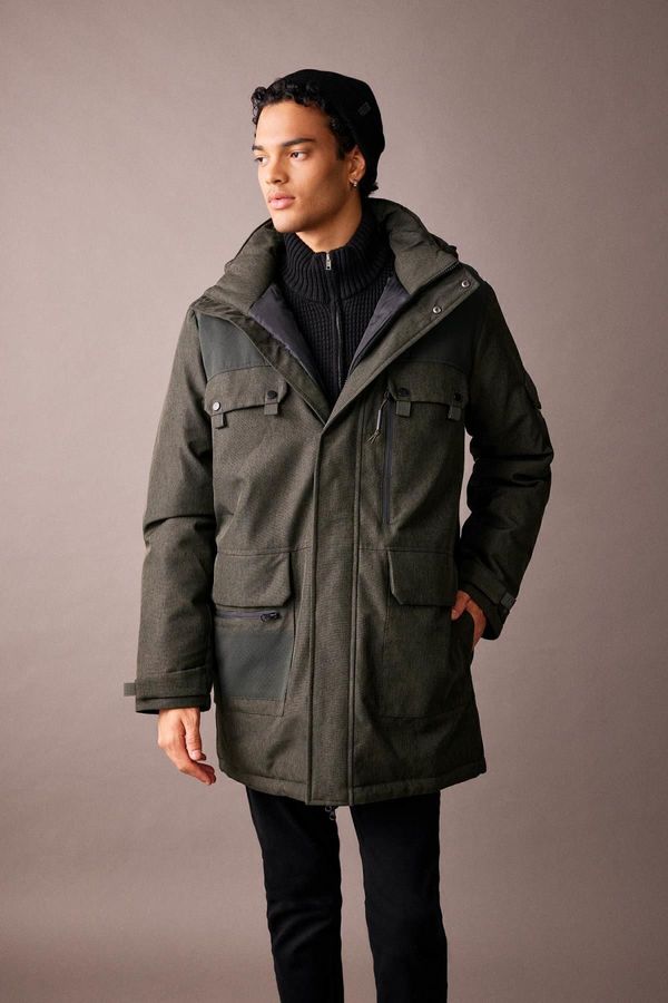 DEFACTO DEFACTO Water Repellent Hooded Zippered Double Pocket Coat Parka