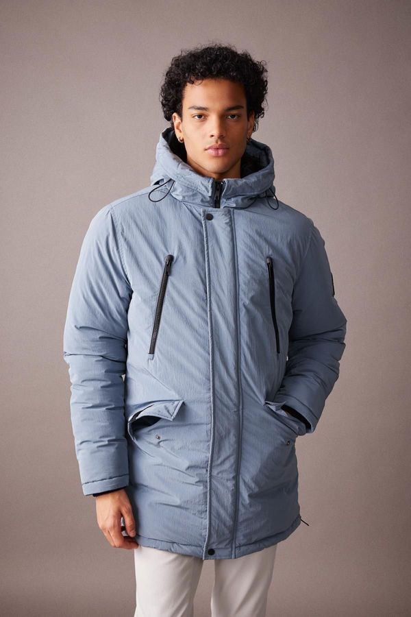 DEFACTO DEFACTO Water Repellent Hooded Zippered Double Pocket Coat Parka