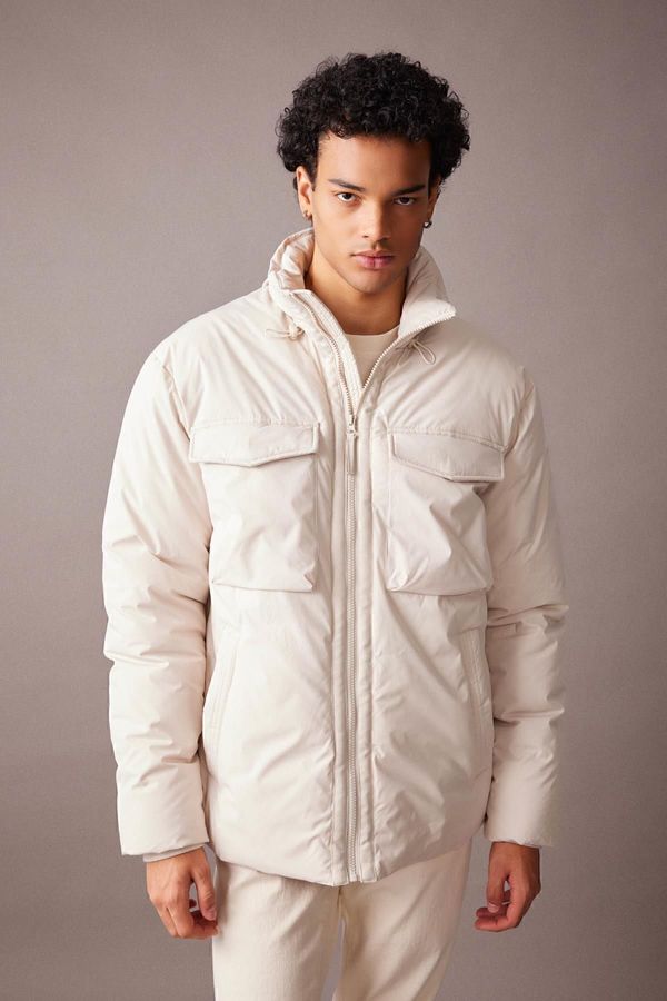 DEFACTO DEFACTO Water Repellent Puffer Jacket Slim Fit Stand Collar Zippered Double Pocket