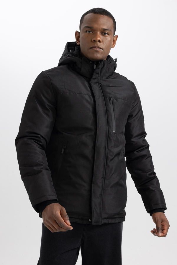 DEFACTO DEFACTO Water Repellent Regular Fit Hooded Zippered Snap Closure Pocket Puffer Jacket