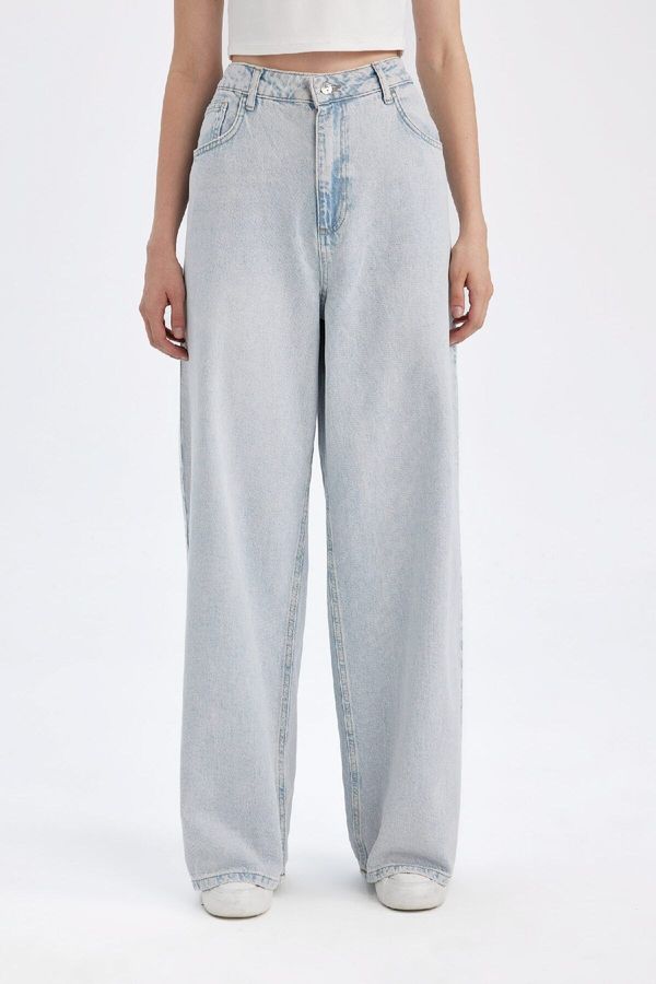 DEFACTO DEFACTO Wide Baggy Fit Extra Wide Mold Normal Waist Extra Wide Leg Jean Washed Trousers