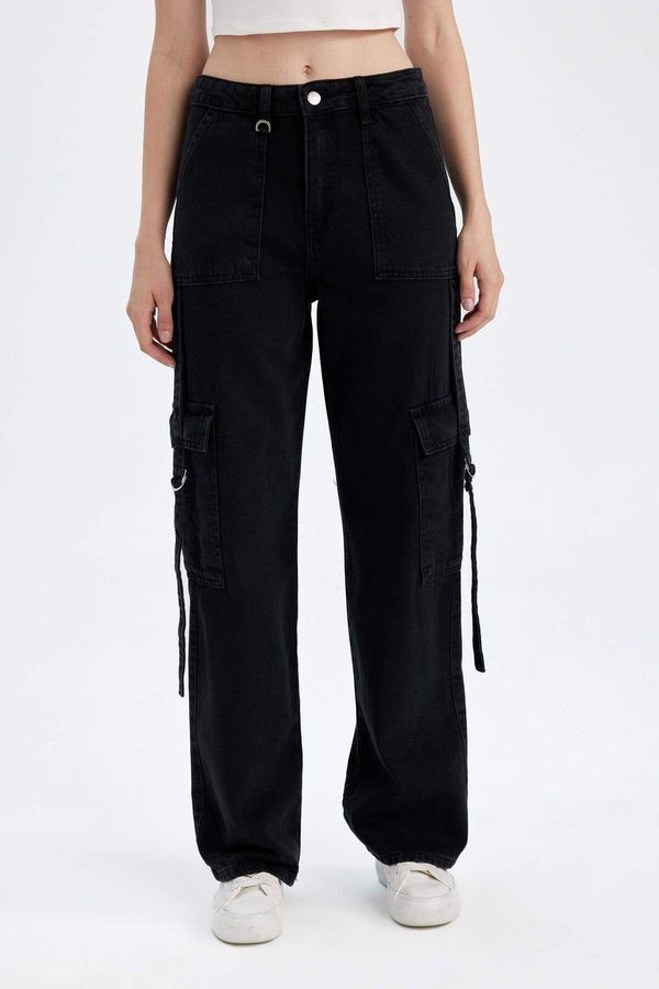 DEFACTO DEFACTO Wide Leg Cargo High Waist Long Jeans