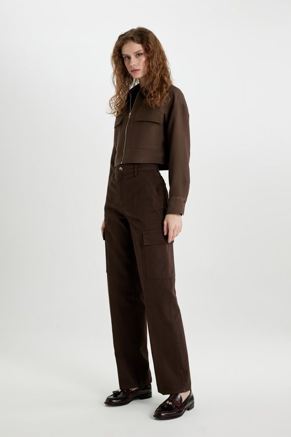 DEFACTO DEFACTO Wide Leg Cargo High Waist Wide Leg Tall Gabardine Trousers