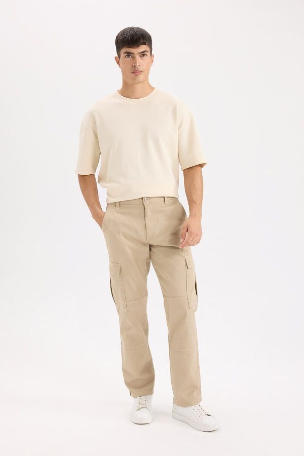 DEFACTO DEFACTO Wide Leg Cargo Pocket Straight Leg Gabardine Trousers