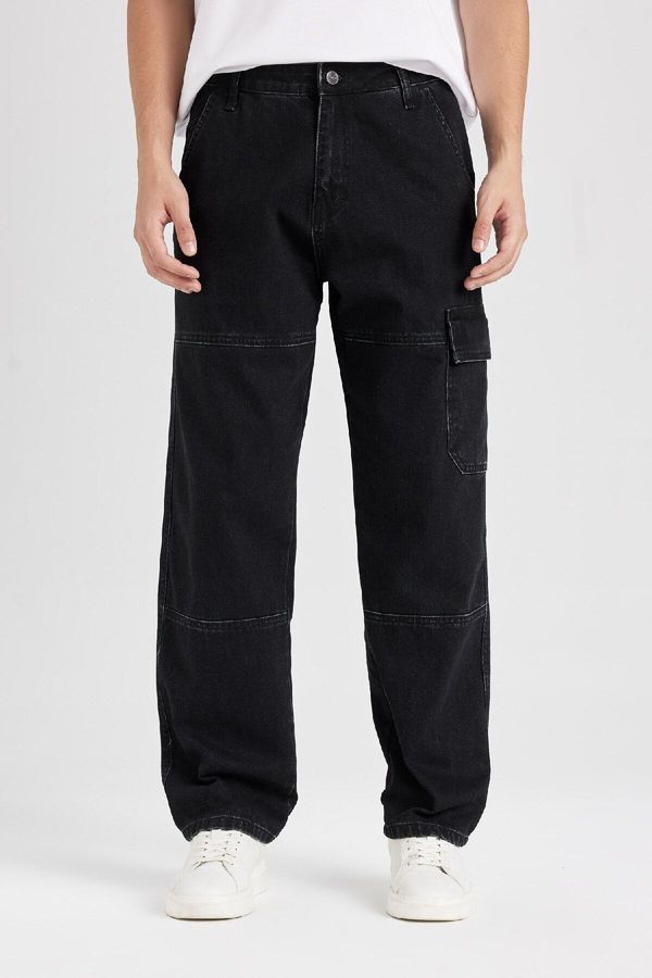 DEFACTO DEFACTO Wide Leg Fit Wide Cut Normal Waist Wide Leg Cargo Pocket Jeans