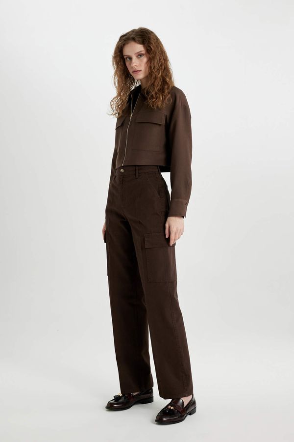 DEFACTO DEFACTO Wide Leg High Waist Long Gabardine Cargo Pants