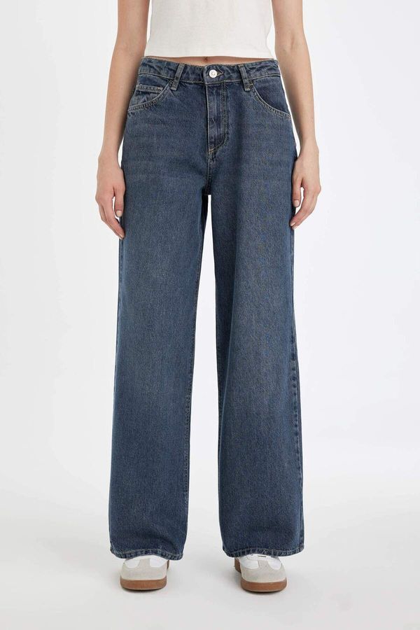 DEFACTO DEFACTO Wide Leg High Waist Long Jean Washed Trousers