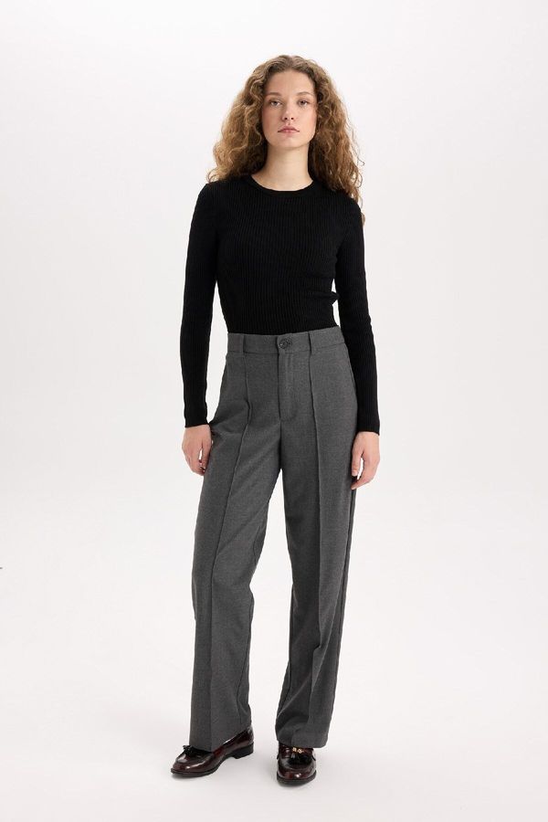 DEFACTO DEFACTO Wide Leg Normal Waist Wide Leg Standard Length Classic Trousers