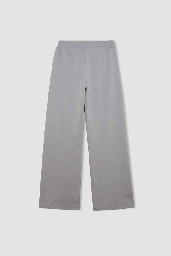 DEFACTO DEFACTO Wide Leg Pocket Basic Plain Wide Wide Leg Gray Sweatpants