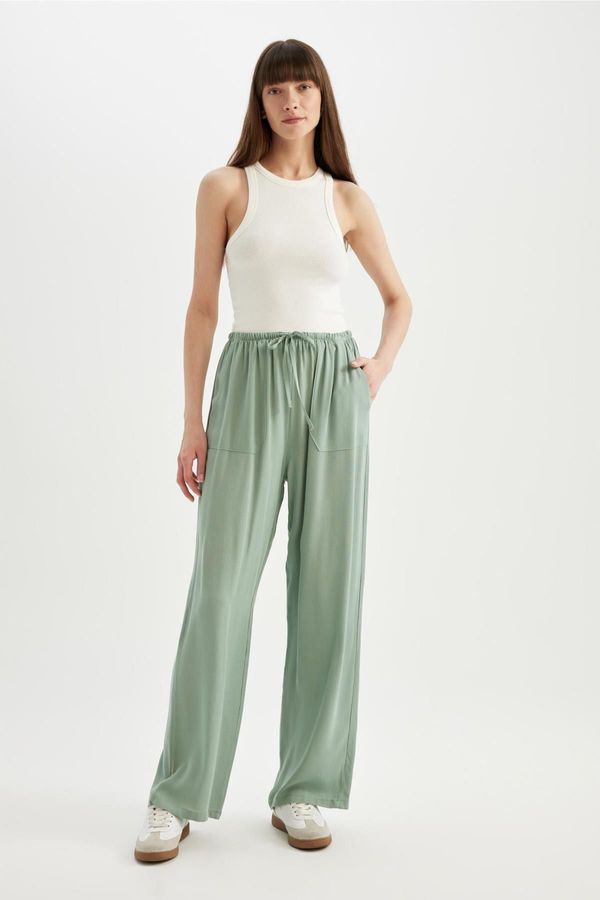 DEFACTO DEFACTO Wide Leg Pocket High Waist Wide Leg Crinkle Viscose Trousers