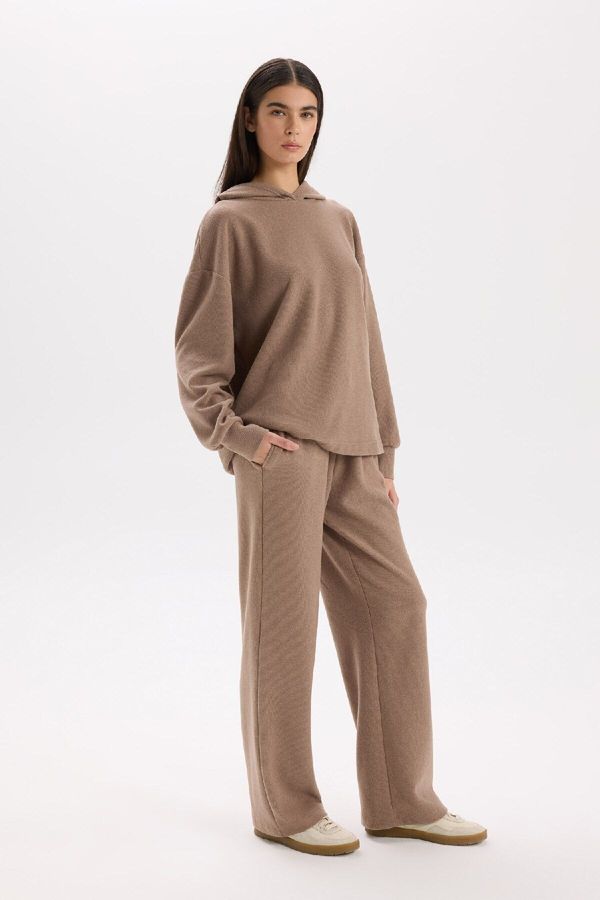 DEFACTO DEFACTO Wide Leg Wide Leg Elastic Waist Laced Basic Plain Pocket Trousers